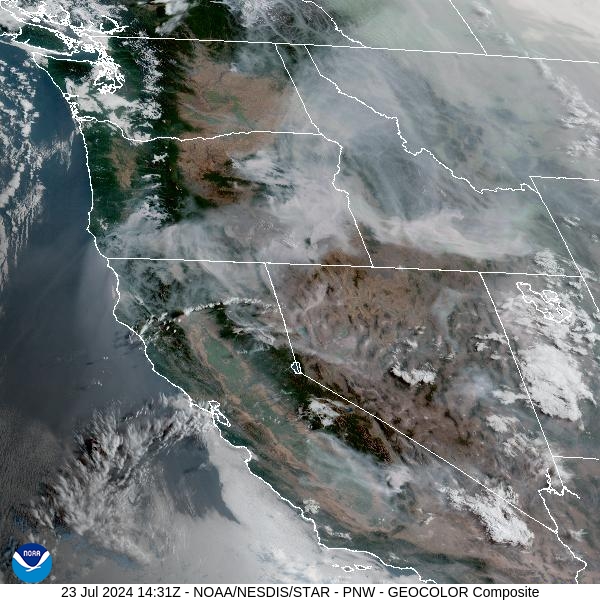 Tuesday morning’s satellite shows smoke from Oregon, Washington, and Idaho wildfires moving into the state.